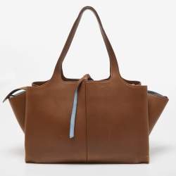 Pre Owned Celine Brown Leather Medium Tri-Fold Tote