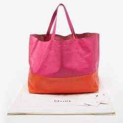 Pre Owned Celine Magenta/Orange Leather Horizontal Cabas Tote