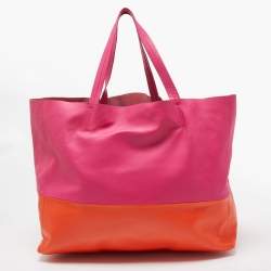 Pre Owned Celine Magenta/Orange Leather Horizontal Cabas Tote