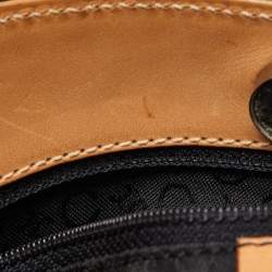 Pre Owned Celine Black/Natural Embossed Suede Shoulder Bag