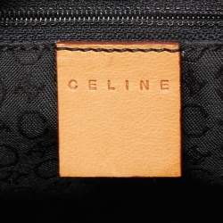 Pre Owned Celine Black/Natural Embossed Suede Shoulder Bag