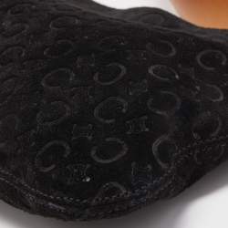 Pre Owned Celine Black/Natural Embossed Suede Shoulder Bag