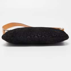 Pre Owned Celine Black/Natural Embossed Suede Shoulder Bag
