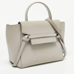 Pre Owned Celine Grey Leather Micro Belt Top Handle Bag