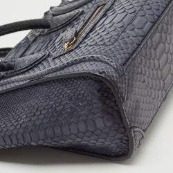 Pre Owned Celine Navy Blue Python Nano Luggage Tote