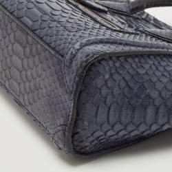 Pre Owned Celine Navy Blue Python Nano Luggage Tote