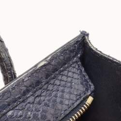 Pre Owned Celine Navy Blue Python Nano Luggage Tote