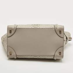 Pre Owned Celine Grey Python and Leather Mini Luggage Tote 