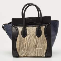مملوكة مسبقًا Celine Tricolor Watersnake and Leather Mini Luggage Tote