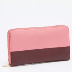 Celine Pink/Red Leather Zip Around Wallet