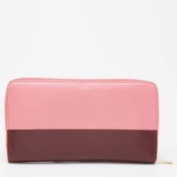 Celine Pink/Red Leather Zip Around Wallet
