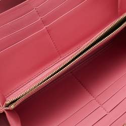 Celine Pink/Red Leather Zip Around Wallet