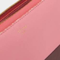 Celine Pink/Red Leather Zip Around Wallet