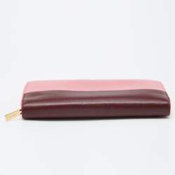 Celine Pink/Red Leather Zip Around Wallet