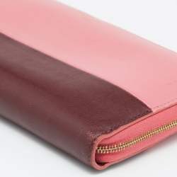 Celine Pink/Red Leather Zip Around Wallet