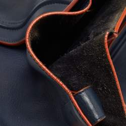 Pre Owned Celine Navy Blue/Orange Leather Medium Phantom Luggage Tote