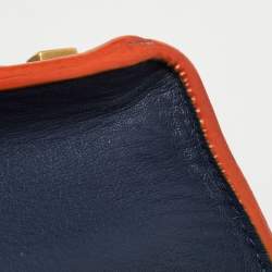 Pre Owned Celine Navy Blue/Orange Leather Medium Phantom Luggage Tote