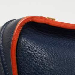 Pre Owned Celine Navy Blue/Orange Leather Medium Phantom Luggage Tote