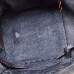 Pre Owned Celine Navy Blue/Orange Leather Medium Phantom Luggage Tote