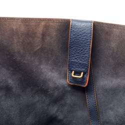 Pre Owned Celine Navy Blue/Orange Leather Medium Phantom Luggage Tote