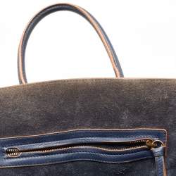 Pre Owned Celine Navy Blue/Orange Leather Medium Phantom Luggage Tote