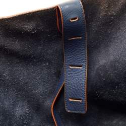 Pre Owned Celine Navy Blue/Orange Leather Medium Phantom Luggage Tote