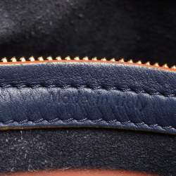 Pre Owned Celine Navy Blue/Orange Leather Medium Phantom Luggage Tote