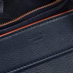 Pre Owned Celine Navy Blue/Orange Leather Medium Phantom Luggage Tote