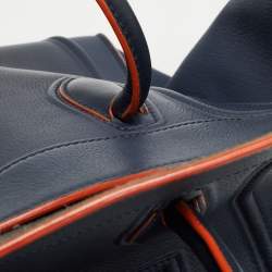 Pre Owned Celine Navy Blue/Orange Leather Medium Phantom Luggage Tote
