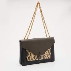 Pre Owned Celine Tri Color Leather and Python Pocket Envelope Shoulder Bag