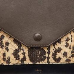 Pre Owned Celine Tri Color Leather and Python Pocket Envelope Shoulder Bag
