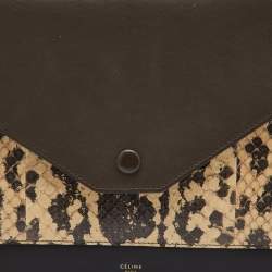 Pre Owned Celine Tri Color Leather and Python Pocket Envelope Shoulder Bag