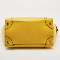 Pre Owned Celine Yellow Leather Mini Luggage Tote