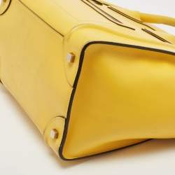 Pre Owned Celine Yellow Leather Mini Luggage Tote