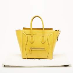 Pre Owned Celine Yellow Leather Mini Luggage Tote