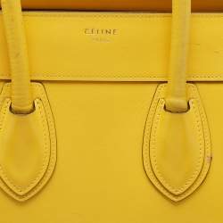 Pre Owned Celine Yellow Leather Mini Luggage Tote