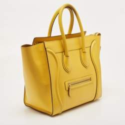 Pre Owned Celine Yellow Leather Mini Luggage Tote