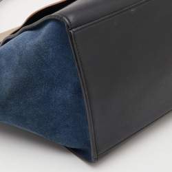 Pre Owned Celine Tri Color Leather and Suede Medium Trapeze Top Handle Bag