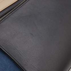 Pre Owned Celine Tri Color Leather and Suede Medium Trapeze Top Handle Bag