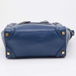 Pre Owned Celine Blue/Black Leather Micro Luggage Tote