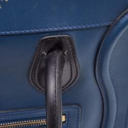 Pre Owned Celine Blue/Black Leather Micro Luggage Tote