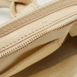 Pre Owned Celine Cream/Blue Macadam Canvas and Leather Dome Satchel