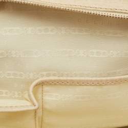 Pre Owned Celine Cream/Blue Macadam Canvas and Leather Dome Satchel