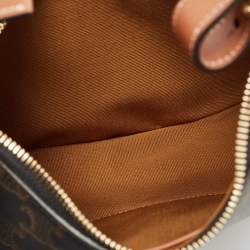 Pre Owned Celine Dark Brown Triomphe Coated Canvas and Leather Ava Hobo