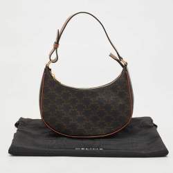Pre Owned Celine Dark Brown Triomphe Coated Canvas and Leather Ava Hobo