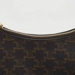 Pre Owned Celine Dark Brown Triomphe Coated Canvas and Leather Ava Hobo