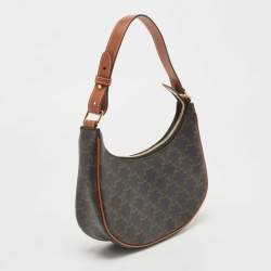 Pre Owned Celine Dark Brown Triomphe Coated Canvas and Leather Ava Hobo