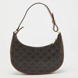 Pre Owned Celine Dark Brown Triomphe Coated Canvas and Leather Ava Hobo