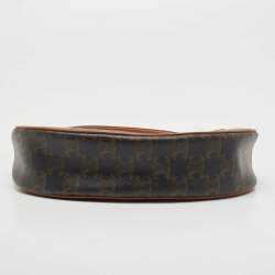 Pre Owned Celine Dark Brown Triomphe Coated Canvas and Leather Ava Hobo