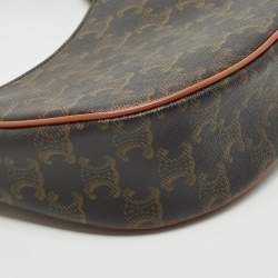 Pre Owned Celine Dark Brown Triomphe Coated Canvas and Leather Ava Hobo